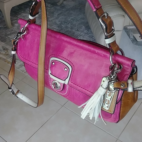 GORGEOUS COLORBLOCK WAXED GENUINE LEATHER 70th ANNIVERSARY COACH WILLIS BAG - Picture 3 of 17